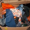 400+ BRAND NEW MIXED CLOTHING LOT CONTAINING SAMDAM LADIES FLORAL TOP IN SIZE 42, ISHU LONDON PANTS IN NAVY BLUE AND GREEN IN SIZE 30, UNBRANDED ORANGE DENIM SHORTS IN SIZE 28, CRIMANAL DAMANGE ICE BLUE JEANS IN SIZE 26 ETC IN A FULL PALLET BOX