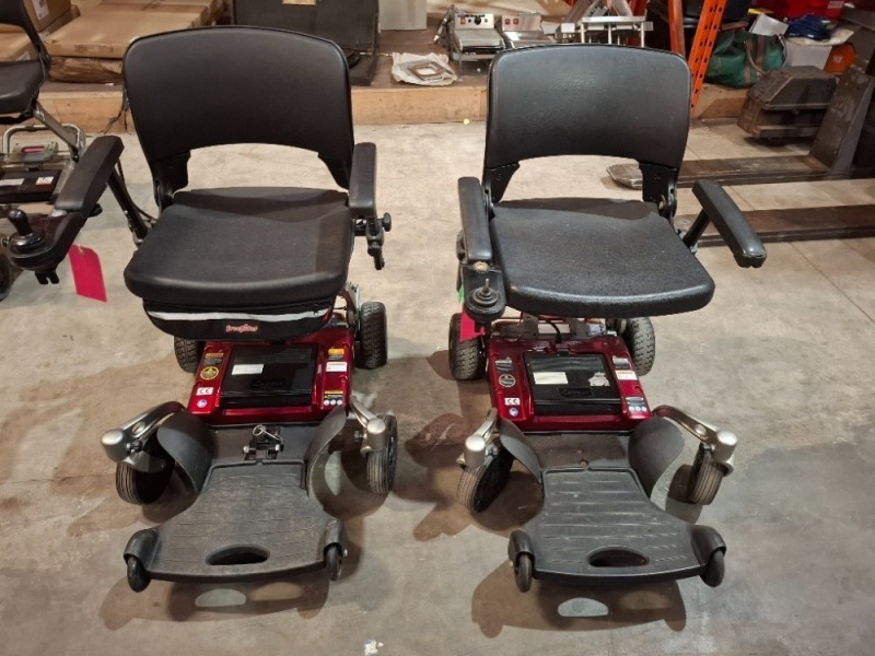 2 X FREERIDER LUGGIE FOLDING POWER WHEELCHAIRS IN BLACK / RED (PLEASE NOTE WE ARE UNABLE TO GET THEM TO START / SPARE OR REPAIR ) OVER ALL CONDITION GOOD ( SEE ALL IMAGES FOR CONDITION )