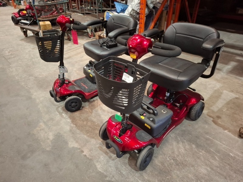 2 X FREERIDER ASCOT MOBILITY SCOOTER IN RED NO BATTERY 15 MILE RANGE - MAX SPEED 4/ MPH CONDITION - GOOD ( SEE ALL IMAGES FOR CONDITION )