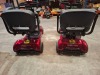 2 X FREERIDER ASCOT MOBILITY SCOOTER IN RED NO BATTERY 15 MILE RANGE - MAX SPEED 4/ MPH CONDITION - GOOD ( SEE ALL IMAGES FOR CONDITION ) - 4