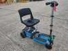 FREERIDER LUGGIE ELITE FOLDING MOBILITY SCOOTER IN BLUE WITH CHARGER - TESTED WORKING WITH CHARGE REMAINING IN BATTERY CONDITION GOOD ( SEE ALL IMAGES FOR CONDITION )