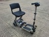 LUGGIE FOLDING MOBILITY SCOOTER IN GREY TAUPE NO CHARGER - TESTED WORKING WITH CHARGE REMAINING IN BATTERY CONDITION GOOD ( SEE ALL IMAGES FOR CONDITION )