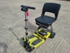 FREERIDER LUGGIE SUPER DELUXE FOLDING MOBILITY SCOOTER IN YELLOW IRIS WITH CHARGER - TESTED WORKING WITH CHARGE REMAINING IN BATTERY CONDITION GOOD ( SEE ALL IMAGES FOR CONDITION ) - 2