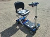 AUTO - FOLD 4 WHEEL ELECTRIC SCOOTER IN BLACK / BLUE WITH CHARGER - TESTED WORKING WITH CHARGE REMAINING IN BATTERY CONDITION GOOD ( SEE ALL IMAGES FOR CONDITION )