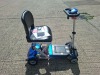 AUTO - FOLD 4 WHEEL ELECTRIC SCOOTER IN BLACK / BLUE WITH CHARGER - TESTED WORKING WITH CHARGE REMAINING IN BATTERY CONDITION GOOD ( SEE ALL IMAGES FOR CONDITION ) - 5