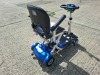 AUTO - FOLD 4 WHEEL ELECTRIC SCOOTER IN BLACK / BLUE WITH CHARGER - TESTED WORKING WITH CHARGE REMAINING IN BATTERY CONDITION GOOD ( SEE ALL IMAGES FOR CONDITION ) - 4