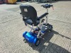 AUTO - FOLD 4 WHEEL ELECTRIC SCOOTER IN BLACK / BLUE WITH CHARGER - TESTED WORKING WITH CHARGE REMAINING IN BATTERY CONDITION GOOD ( SEE ALL IMAGES FOR CONDITION ) - 4