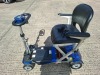 AUTO - FOLD 4 WHEEL ELECTRIC SCOOTER IN BLACK / BLUE WITH CHARGER - TESTED WORKING WITH CHARGE REMAINING IN BATTERY CONDITION GOOD ( SEE ALL IMAGES FOR CONDITION ) - 6