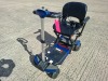 FOLDING 4 WHEEL ELECTRIC SCOOTER IN BLACK / BLUE WITH CHARGER - TESTED WORKING WITH CHARGE REMAINING IN BATTERY CONDITION FAIR ( SEE ALL IMAGES FOR CONDITION ) - 2