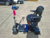 FOLDING 4 WHEEL ELECTRIC SCOOTER IN BLACK / BLUE WITH CHARGER - TESTED WORKING WITH CHARGE REMAINING IN BATTERY CONDITION FAIR ( SEE ALL IMAGES FOR CONDITION ) - 6