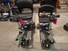 2 X FREERIDER LUGGIE FOLDING MOBILITY SCOOTER IN BLACK NO CHARGER - (PLEASE NOTE WE ARE UNABLE TO GET THEM TO START / SPARE OR REPAIR ) OVER ALL CONDITION FAIR SCRATCHES / MARKS ( SEE ALL IMAGES FOR CONDITION )