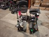 2 X FREERIDER LUGGIE FOLDING MOBILITY SCOOTER IN BLACK AND SILVER NO CHARGER - (PLEASE NOTE WE ARE UNABLE TO GET THEM TO START / SPARE OR REPAIR ) OVER ALL CONDITION FAIR SCRATCHES / MARKS ( SEE ALL IMAGES FOR CONDITION )
