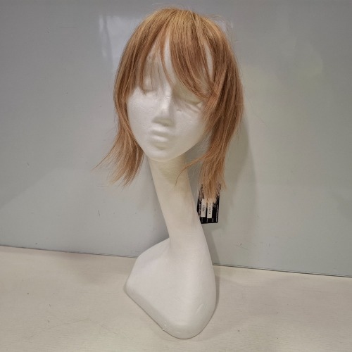1 X BRAND NEW BLONDE COLOURED REAL STRAIGHT & SHORT HAIRED HEAD TOPPER - RRP &pound;750.00 (ITEM 1227)