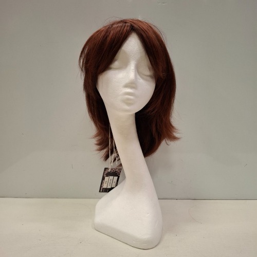 1 X BRAND NEW DARK COPPER COLOURED MID LENGTH & STRAIGHT WITH FLICKED OUT ENDS HAIRED WIG - RRP &pound;425.00 (ITEM 170)
