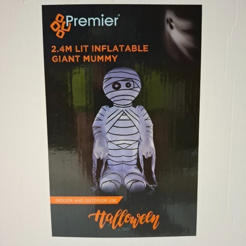 1 X BRAND NEW BOXED PREMIER 2.4M LIT INFLATABLE GIANT MUMMY - INDOOR AND OUTDOOR USEAGE