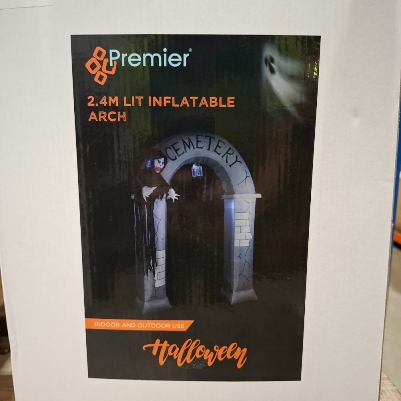 1 X BRAND NEW BOXED PREMIER 2.4M LIT INFLATABLE CEMETRY ARCH - INDOOR AND OUTDOOR USE