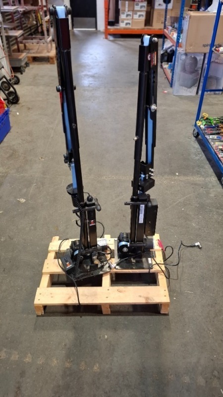2 X CAR BOOT HOISTS FOR MOBILITY SCOOTERS 1 BRANDED FREERIDER AND OTHER UNKNOWN. - USE FOR DEMONSTRATIONS.