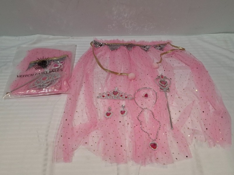 110 X BRAND NEW VEITCH FAIRYTALES DRESS IN PINK WITH LOVE WAND AND TIARA ALL IN ONE SIZE (IN ONE BOX)