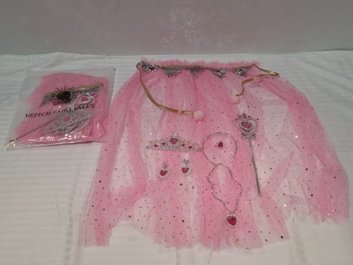110 X BRAND NEW VEITCH FAIRYTALES DRESS IN PINK WITH LOVE WAND AND TIARA ALL IN ONE SIZE (IN ONE BOX)
