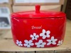 10 X BRAND NEW LIVING FROM ARGOS RED SCATTER FLORAL CERAMIC BREAD CROCK IN SIZE L 30 CM X 16 CM X W 16