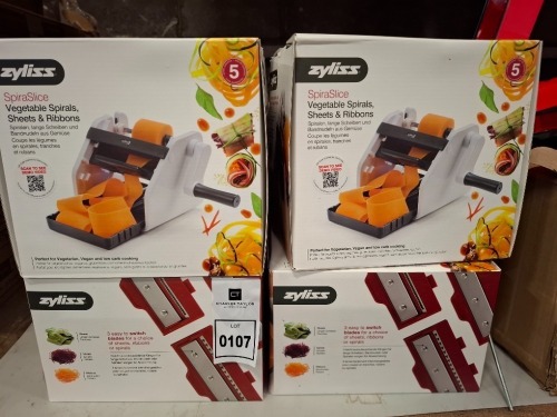 8 X BRAND NEW ZYLISS SPIRASLICE A KITCHEN TOOL DESIGNED TO CREATE VEGETABLE SPIRALS SHEETS AND RIBBONS - IN 8 BOXES
