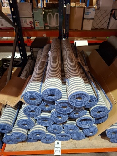25 X BRAND NEW RUGS IN WHITE / BLUE ETC IN SIZE 100 X 150 CM