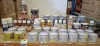40 + PIECE BRAND NEW MIXED LOT TO INCLUDE HI VIS YELLOW WARNING PAINT - WHITE GLOSS NON DRIP PAINT - RONSEAL WEATHER PROOF WOOD PAINT - JOHNSTONES GLOSS - JOHNSTONES SATIN PAINT - POLYUERETHANE FLOOR PAINT - - SAND SEALER - LINSEED OIL ETC