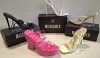 30 X BRAND NEW MISSGUIDED SHOE LOT CONTAINING, FAUX LEATHER PLATFORM STRAPPY SANDAL IN PINK, ASSYM STRAPPY HEELED SANDAL IN LIME, BARELY THERE SQUARE TOE HIGH HEEL IN WHITE ALL IN SIZE 8