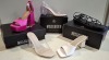 30 X BRAND NEW MISSGUIDED SHOE LOT CONTAINING, EXTREME PLATFORM SATIN HEELED SANDAL IN HOT PINK, MID CLEAR HEEL BLOCK HEEL IN NUDE, CLEAR HEEL BLOCK HEEL MULE IN NUDE ALL IN SIZE 6
