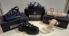 30 X BRAND NEW MISSGUIDED SHOE LOT CONTAINING, CHUNKY CROC GLADIATOR FLAT SHOE IN BLACK, CHUNKY PLATFORM GLADIATOR SANDAL IN BLACK, WF BARELY THERE SQUARE TOE HIGH HEELS IN NUDE ALL IN SIZE 5