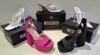 30 X BRAND NEW MISSGUIDED SHOE LOT CONTAINING, EXTREME PLATFORM SATIN HEELED SANDAL IN HOT PINK, NATURAL FLIP FLOP MULE HEELED SANDAL IN BIEGE, STRAPPY RING DETAIL HEELED SANDAL IN WHITE ALL IN SIZE 3