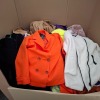 200 X BRAND NEW MIXED CLOTHING LOT CONTAINING, SEEMORE WOLLED FLEECE IN WHITE IN ONE SIZE, SEEMORE JACKET WITH FURRED HOOD IN BROWN IN SIZE S-M, TOLI BLAZER IN ORANGE IN SIZE SMALL, ETC, (IN ONE PALLET BOX)