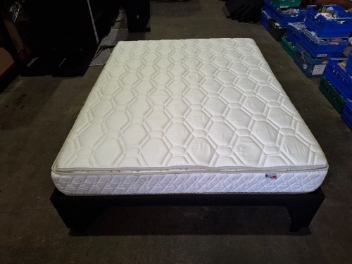 KING SIZE BED WITH EPEDA ALL SEASON MATTRESS WITH SOLID BED FRAME WITH METAL / WOODEN SLATS IN SIZE 2M X 160CM X 70 CM (PLEASE NOTE COME FROM X HOTEL ) BED FRAMES ARE RELATIVELY EASY TO BREAK DOWN AND RE-ASSEMBLE VIEWING IS RECOMMENDED