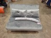 1 X FOLDING SOFA BED IN GREY SIZE AS SOFA W 120 X L 77 X H 77 CM SIZE AS BED W 120 X L 190 X H 26 CM