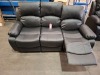 1 X HOMELIFE BANBURY FAUX LEATHER 3 SEAT RECLINER SOFA IN BLACK IN SIZE W196 X D97 X 101 CM (NOTE CONDITION MARKS / SMALL RIP )