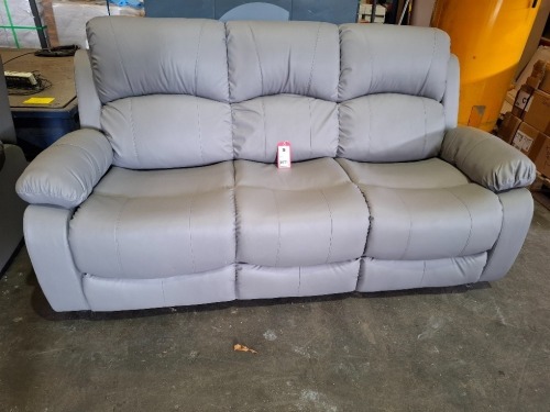 1 X HOMELIFE BANBURY FAUX LEATHER 3 SEAT SOFA IN GREY IN SIZE W196 X D97 X 101 CM (NOTE CONDITION SOME MARKS )