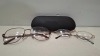 100 X BRAND NEW MIXED KIDS GLASSES AND CASES LOT CONTAINING, N S GLASSES IN BLUE AND BLACK, UNBRANDED OVAL GLASSES IN BLACK AND GOLD, DONNA KARAN NEW YORK CASE IN BLACK, ETC, IN 2 TRAYS (TRAYS NOT INCLUDED)