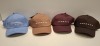60 X BRAND NEW MENNACE BASEBALL HATS LOT CONTAINING, HATS IN BLUE, BROWN AND BURGUNDY, IN 2 TRAYS (TRAYS NOT INCLUDED)