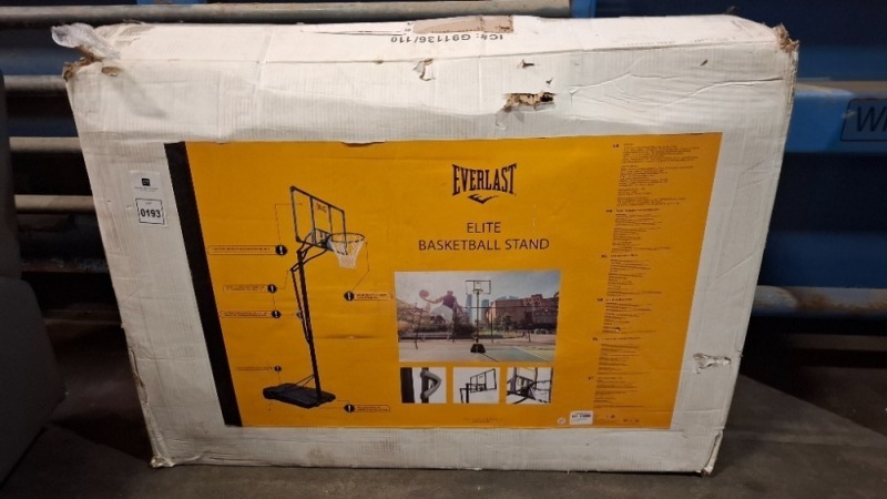 1 X EVERLAST ELITE BASKETBALL STAND (NOTE CUSTOMER RETURNS UNKNOWN IF ALL PARTS ARE PRESENT )