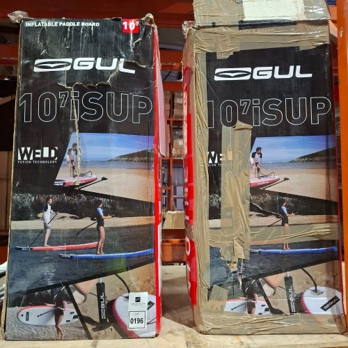 2 X GUL 10 INFLATABLE STAND UP PADDLEBOARDS IN TWO BOXES (NOTE CUSTOMER RETURNS UNKNOWN IF ALL PARTS ARE PRESENT )