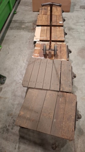 6 X WOODEN TUGLIFT TROLLEYS