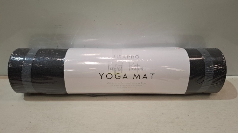 38 X BRAND NEW USA PRO PERFECT POSITIONS YOGA MATS IN BLACK IN SIZE 173 X 61 CM