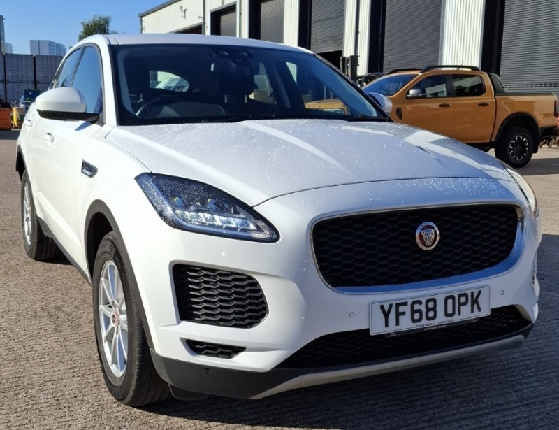 JAGUAR E-PACE D AWD AUTO, REG NO: YF68 OPK, ENGINE SIZE: 1999CC, FIRST REGISTERED: 05/11/2018, MOT UNTIL 08/11/2025, WITH V5 1 KEY, MILEAGE: 109,680, AUTOMATIC, SAT NAV, USB CHARGING POINTS, ALLOYS THROUGHOUT. **PLEASE NOTE, VEHICLE HAS A DAMAGED FRONT W