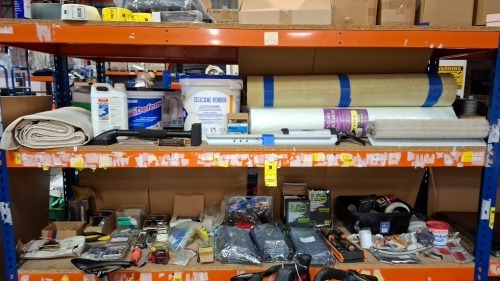 50 X PIECE MIXED LOT TO INCLUDE AQUA DEFENSE - SILICONE RENDER - DIALL SCREWS - FIBRE GLASS RENDER MESH - HIGH PERFORMANCE WOOD SCREWS - TAPE MEASURES - LARGE SCREWS - SUPATOOL PLANER - MAGNUSSON CHISEL SET - CONCRETE SCREWS - VARIOUS PLUMBING ATTACHMENTS