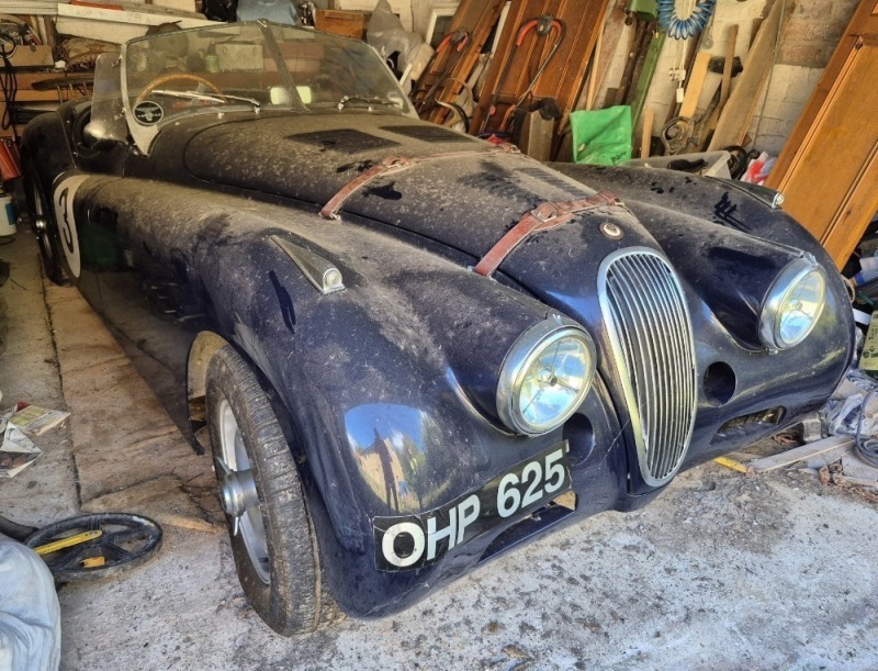 1953 JAGUAR XK120 'BROAD SPORT' ROAD / RACE TOURER &lsquo;BARN FIND&rsquo;. REGISTRATION NO: OHP 625. CHASSIS NO: 667032. LAST MOT EXPIRY: 11 JAN 2020. SUPPLIED NEW TO S.H. NEWSOME LTD & CO LTD, THE DEALERSHIP OWNED BY FORMER LE MANS CLASS WINNER AND JAGUAR WORKS D