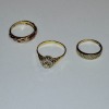 3 X RINGS IE. 1 X 9CT GOLD RING WITH WHITE STONES 1 X 9 CT GOLD DRESS RING 1 X YELLOW GOLD COLOURED STONE SET RING (NO HALLMARK) (AUTHORISED AS GENUINE BY AN INDEPENDENT JEWELLER) WEIGHT OF ALL 3 RINGS COMBINED - 10.122 G