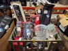 FULL PALLET BOX OF MIXED CHRISTMAS ITEMS LOT CONTAINING 1.5M BROWN FLOCKED WILLOW TREE WITH 540 LEDS , SET OF 4 PINE BRANCH PATH LIGHT WITH 120 LEDS , 2.1 FLEXIBRIGHTS PYRAMID TREE 580 LEDS , MUSICAL KICKING LEG PARACHUTE CHARACTER ETC IN ONE PALLET BOX 
