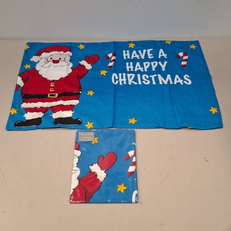 240 X BRAND NEW STUDIO SANTA - HAVE A HAPPY CHRISTMAS -PILLOWCASES IN SIZE 48 X 74 CM IN TWO BOXES