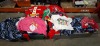 LARGE AMOUNT OF BRAND NEW MIXED CHRISTMAS ADULT CLOTHING LOT CONTAINING ONESIE IN BLUE/ WHITE IN SIZE XL , WHITE T SHIRT IN SIZE LARGE , PYJAMA BOTTOMS IN RED / WHITE IN SIZE 52 , GONK T SHIRT IN PINK IN SIZE 24/26 , ETC IN 3 TRAYS