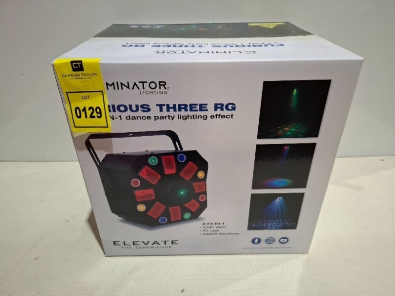 1 X BRAND NEW ELIMINATOR LIGHTING FURIOUS THREE RG 3-FX-IN 1 DANCE PARTY LIGHTING